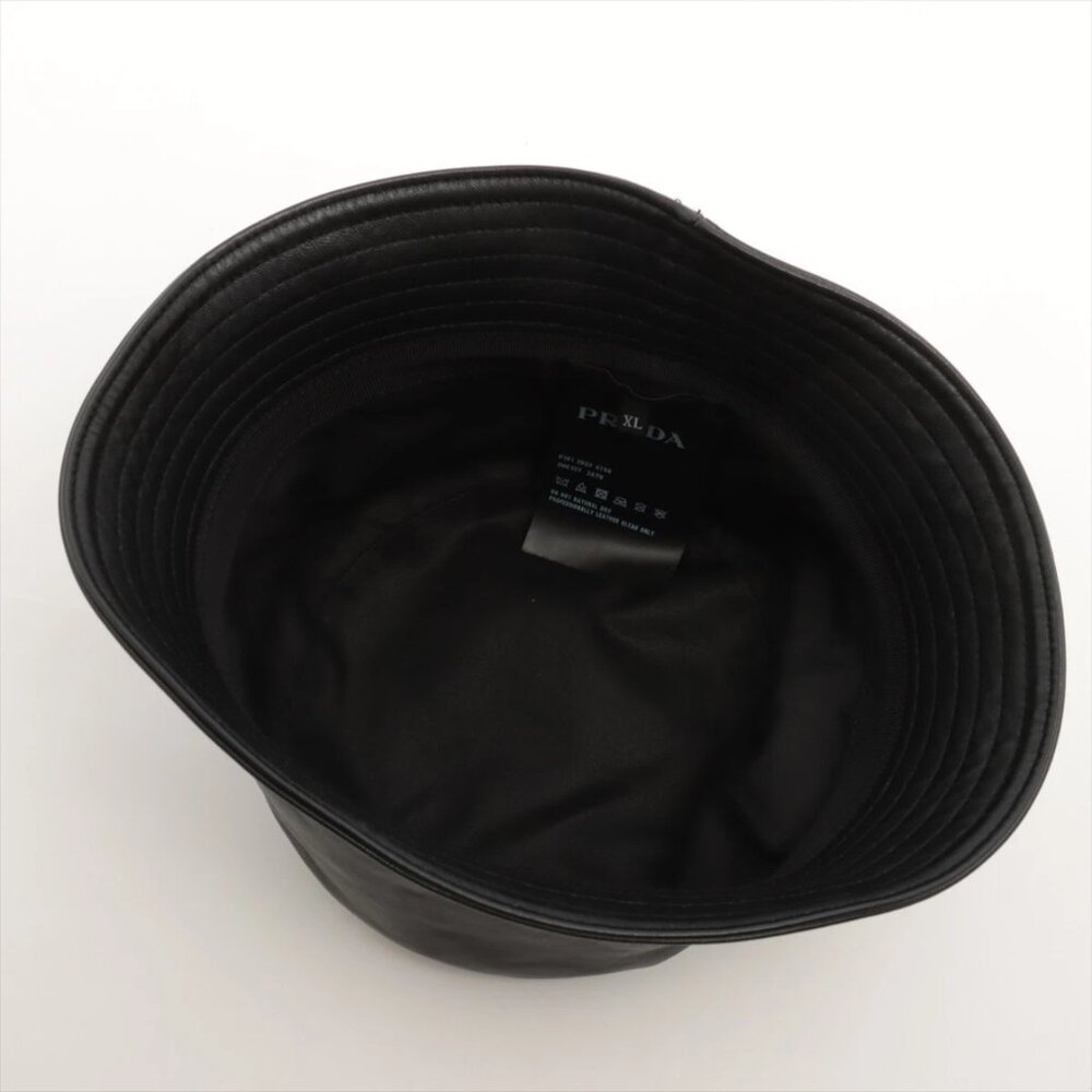 $1495 Authentic PRADA Made in ITALY Unisex Black Lambskin Bucket Hat SZ.XL 60cm - Picture 5 of 13